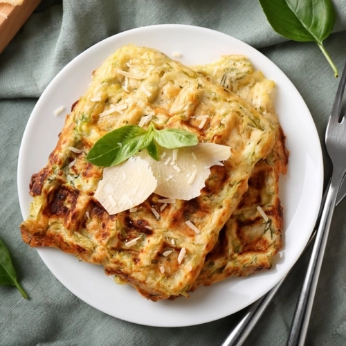 Gaufres salées paysannes : courgette, jambon, fromage