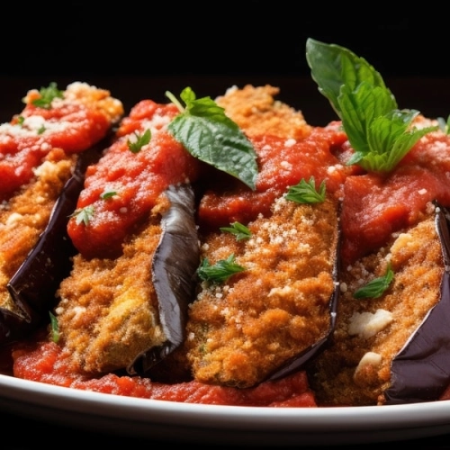 Aubergines panées à la sauce tomate (Schnitzel d'aubergine)